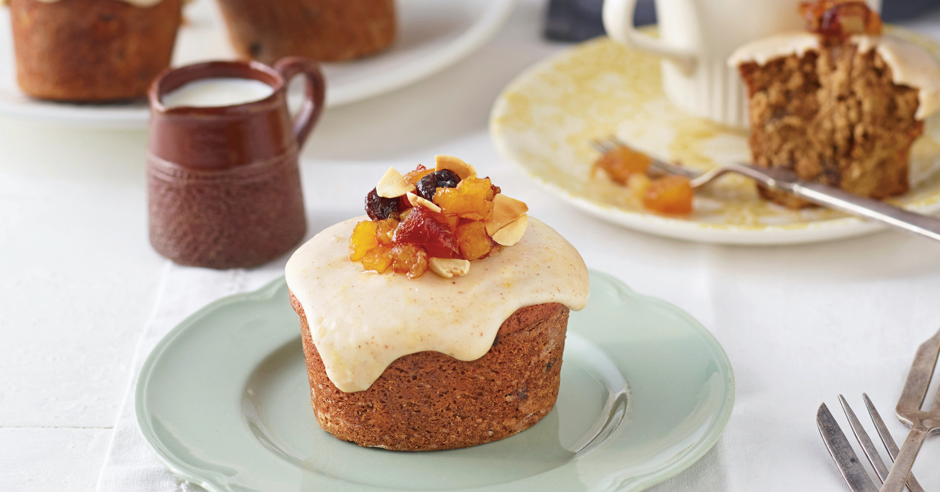 Gluten Free Mini Fruitcake with Lemon & Cinnamon Icing Recipe | myfoodbook